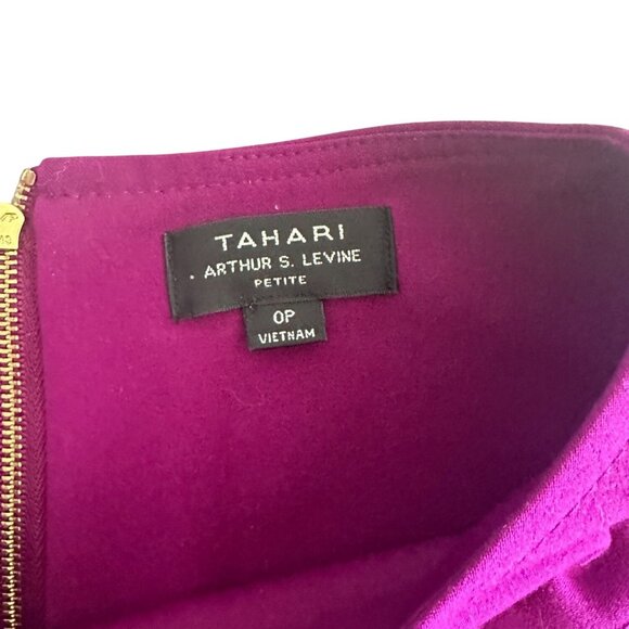 TAHARI Purple Fuchsia Short Sleeve Dress Size 0P - Picture 8 of 8